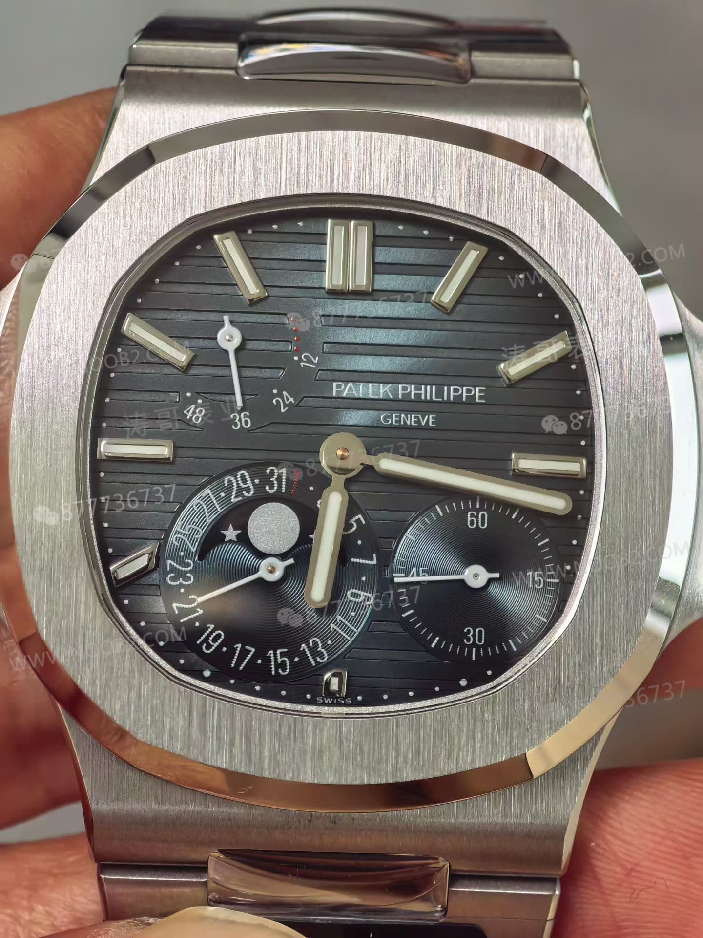 WS Factory tam modifiyeli Patek Philippe Nautilus 5712 SW kadranı, dolu orta aks, mat yüzeyli mooniphase kadranı ile bir çırpıda hedefe ulaşıyor mu? — 5. fotoğraf