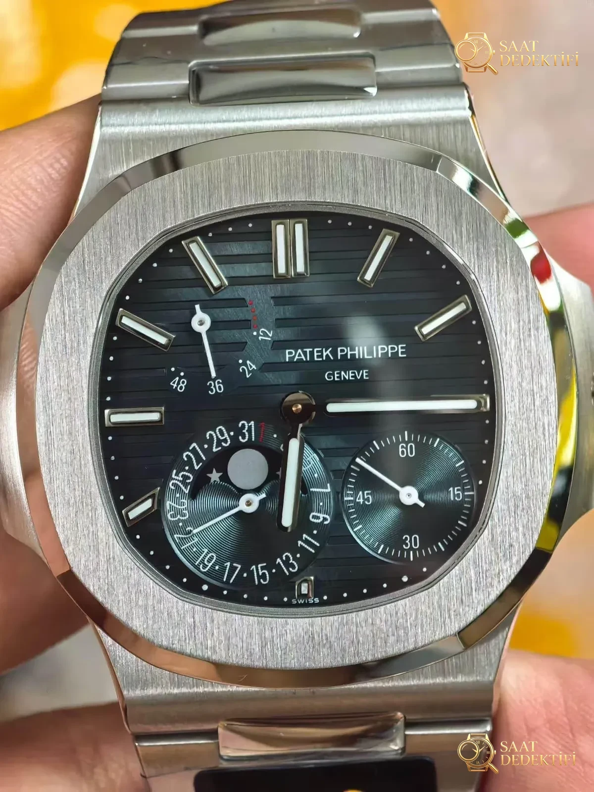 WS Factory tam modifiyeli Patek Philippe Nautilus 5712 SW kadranı, dolu orta aks, mat yüzeyli mooniphase kadranı ile bir çırpıda hedefe ulaşıyor mu? - Klips Kilidi ve Lazer Damgalar