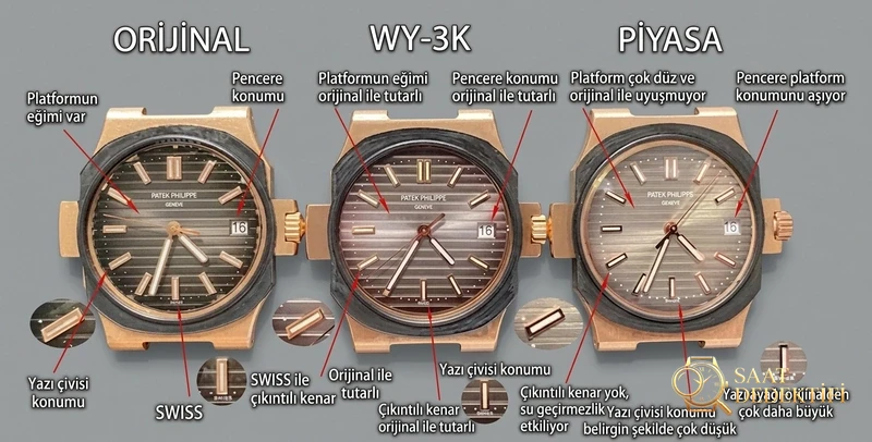 WY-3K Factory Patek Philippe Nautilus – verbessertes Originalwerk, geräuschlose und gravierte Version – Makro-Zifferblatt und Index-Verarbeitung