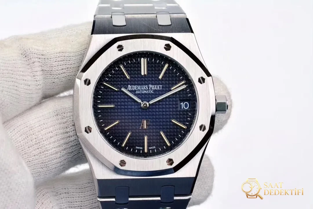 XF Factory Audemars Piguet 15202ip füme mavi kadran saat incelemesi - Kadran Detayı ve Bezel İşçiliği