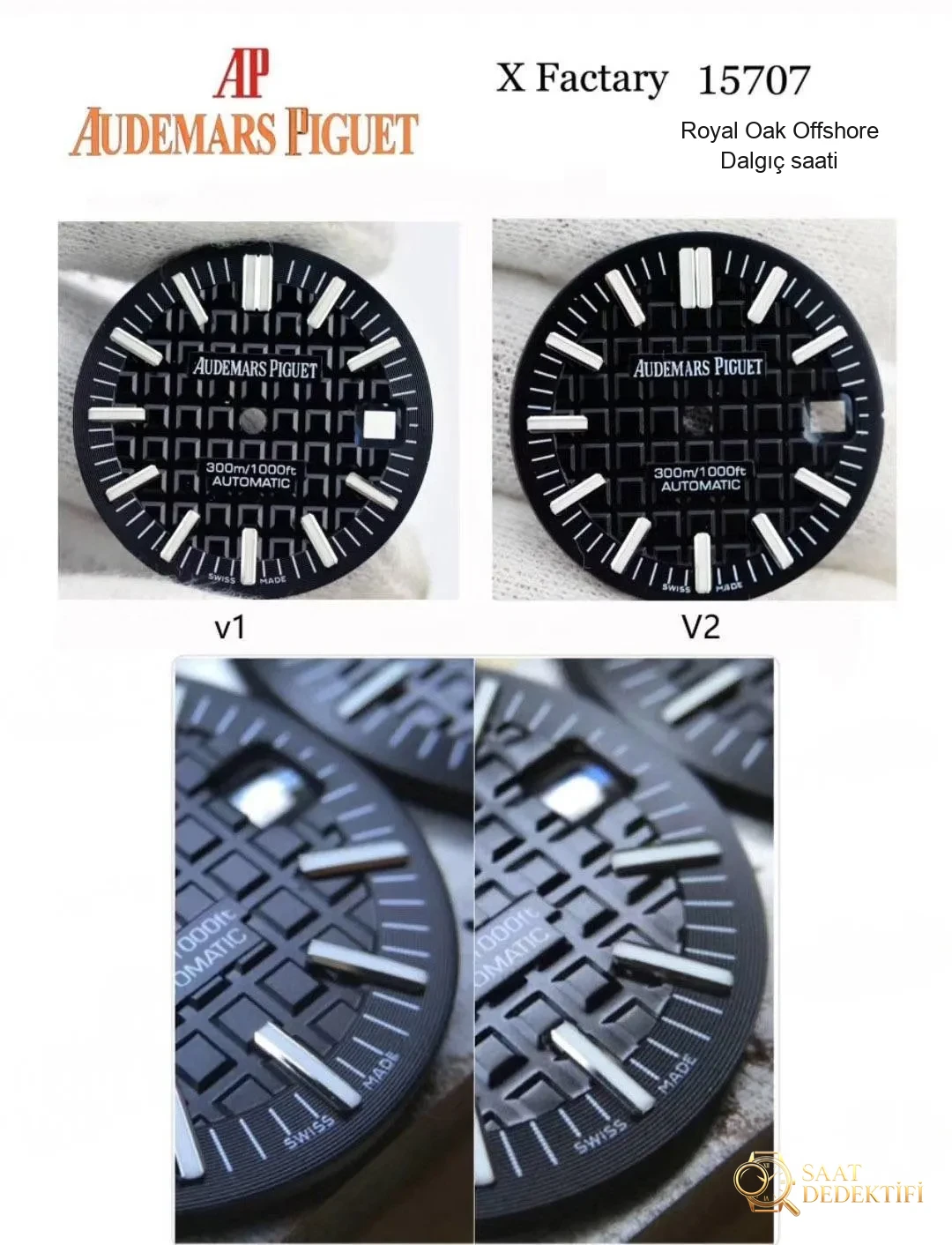 Is the XF Factory Audemars Piguet 15707 ceramic watch V2 version still obvious as a replica at first glance? - Dial Detail and Bezel Workmanship