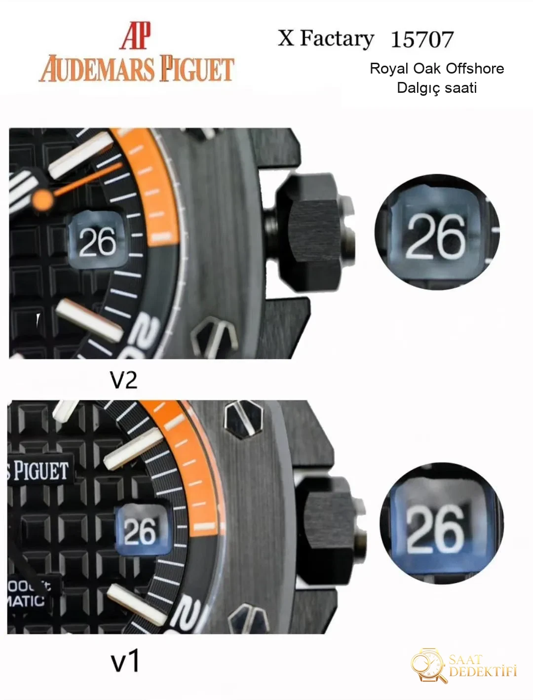 Is the XF Factory Audemars Piguet 15707 ceramic watch V2 version still obvious as a replica at first glance? - Clip Lock and Laser Stamps