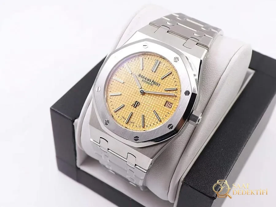 XF Factory Audemars Piguet Royal Oak 15202ST şampanya altın kadranlı saat detaylı inceleme - Kasa Profili ve Kurma Kolu İncelemesi