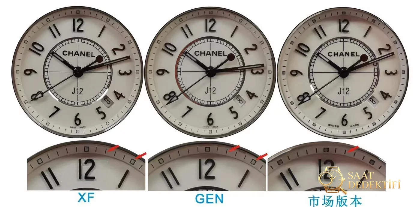 XF Factory Chanel J12: orijinal ve piyasa versiyonuyla karşılaştırma — hangisi daha üstün? - Kadran Detayı ve Bezel İşçiliği