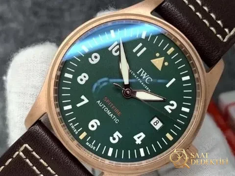 XF Factory Replika IWC Pilot Bronze Saat, Asia ETA 2824-2 Mekanizma ve Kahverengi Deri Kayış - Bilezik, Toka ve Klips Mekanizması