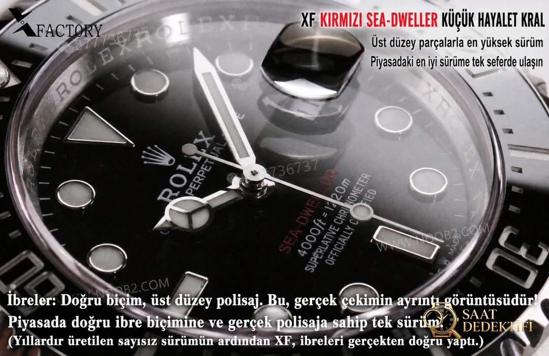 XF Factory Rolex Sea-Dweller "küçük hayalet kral" tek kırmızı kadran saati - görsel 2