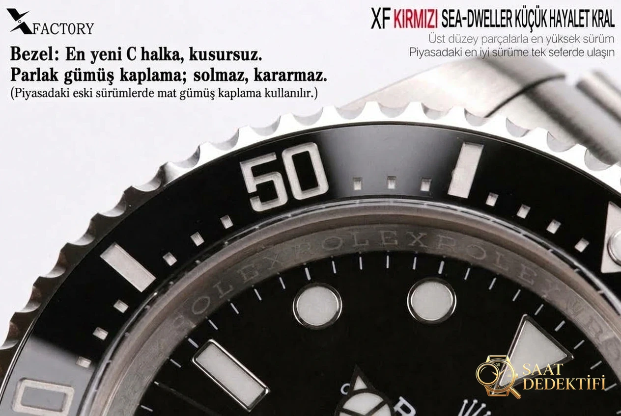 XF Factory Rolex Sea-Dweller "küçük hayalet kral" tek kırmızı kadran saati - görsel 3