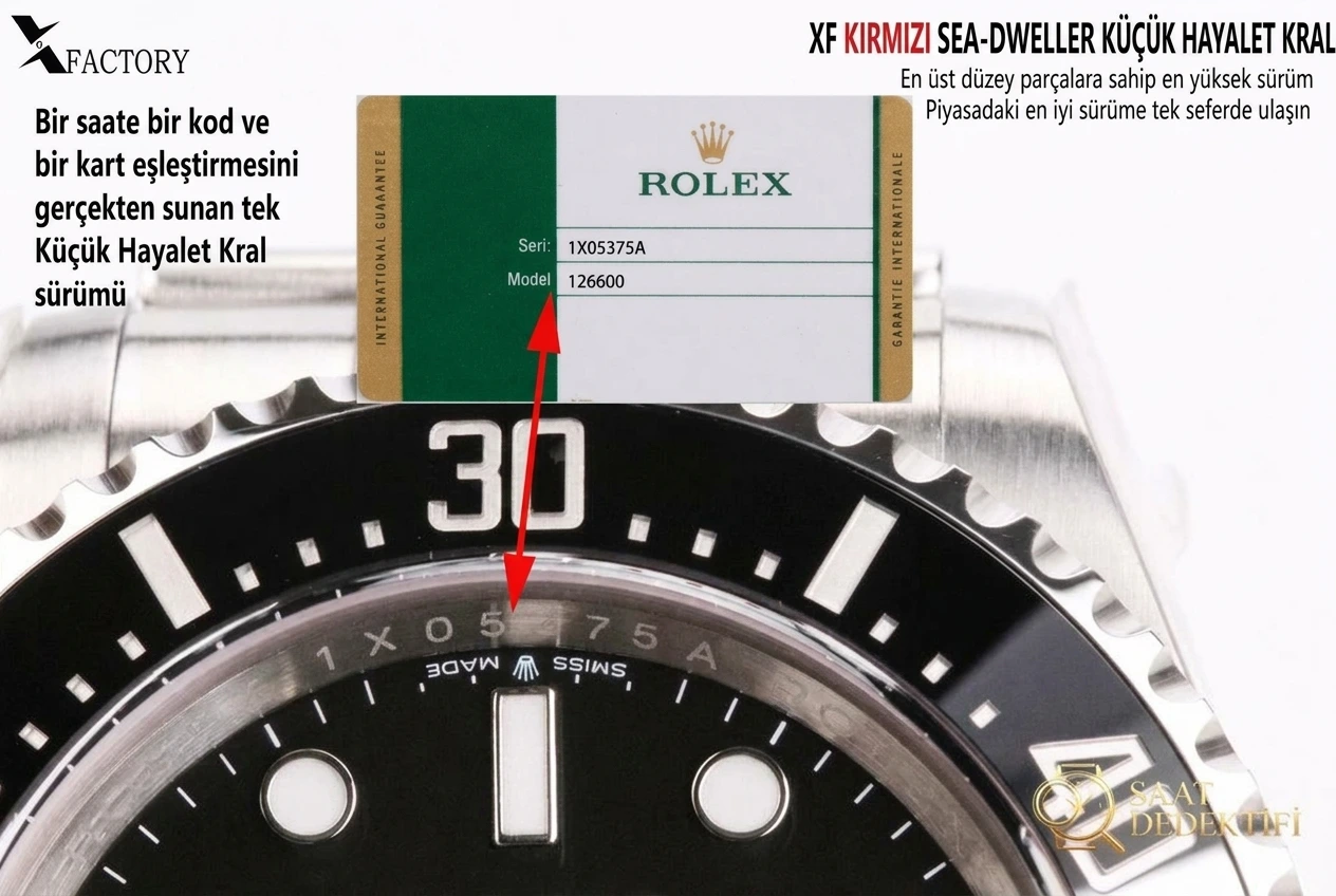 XF Factory Rolex Sea-Dweller "küçük hayalet kral" tek kırmızı kadran saati - görsel 4