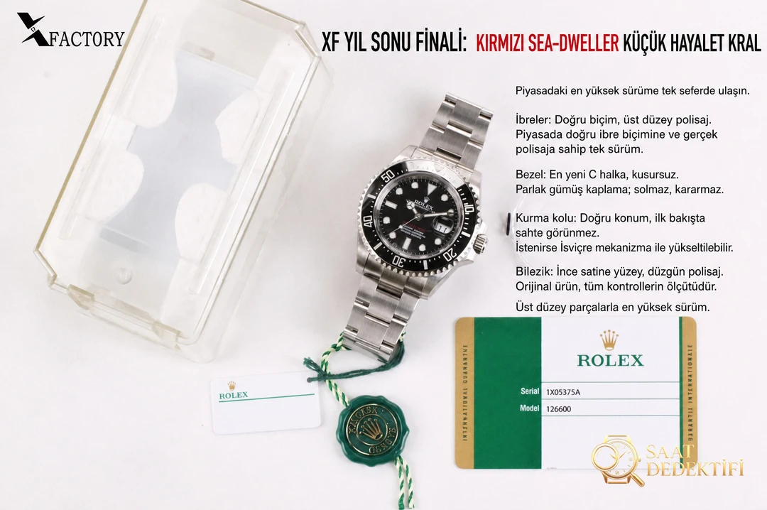 XF Factory Rolex Sea-Dweller "küçük hayalet kral" tek kırmızı kadran saati - görsel 10