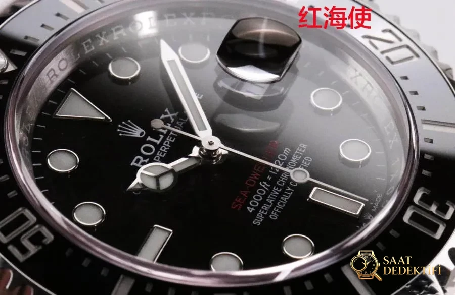 XF Factory Rolex Sea-Dweller Tek Kırmızı «Küçük Şeytan» Söküm ve İnceleme - Kadran Detayı ve Bezel İşçiliği