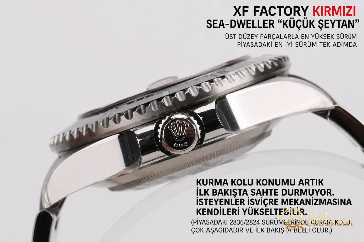 XF Factory Rolex Sea-Dweller Tek Kırmızı «Küçük Şeytan» Söküm ve İnceleme - Arka Kapak ve Mekanizma Detayı