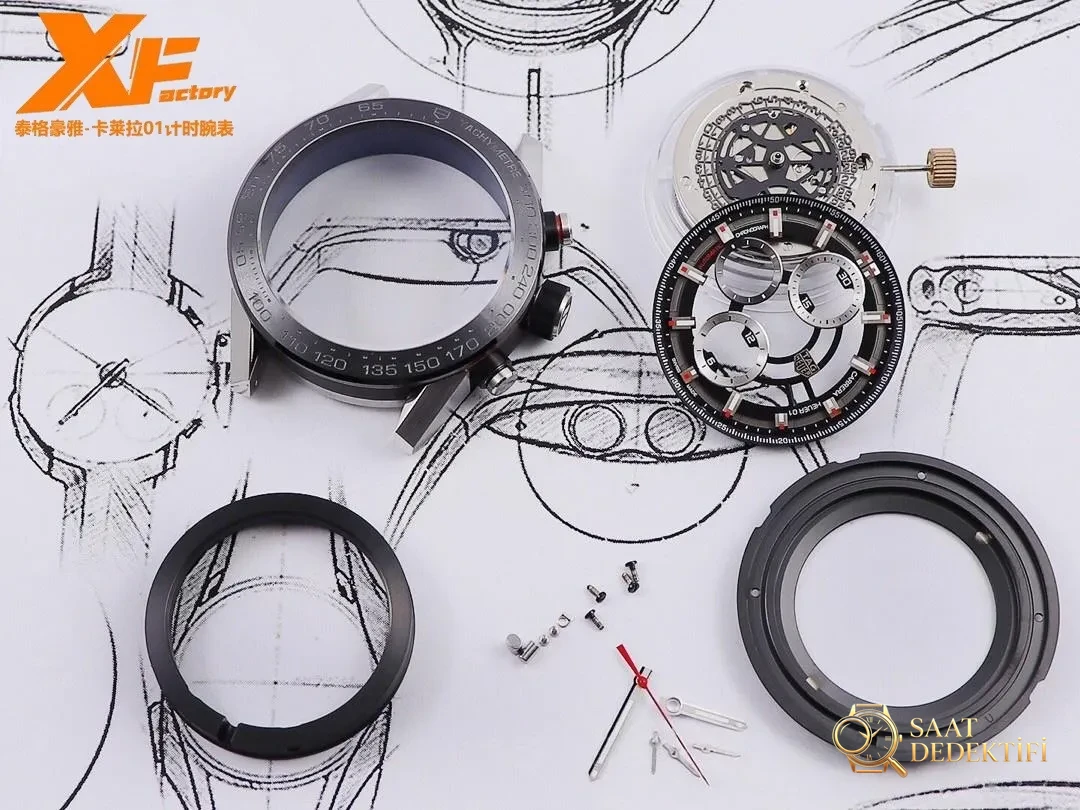 XF Factory TAG Heuer Carrera 01 Tam İskelet Kronograf Detaylı İnceleme - Yan Profil ve Kordon Bağlantısı