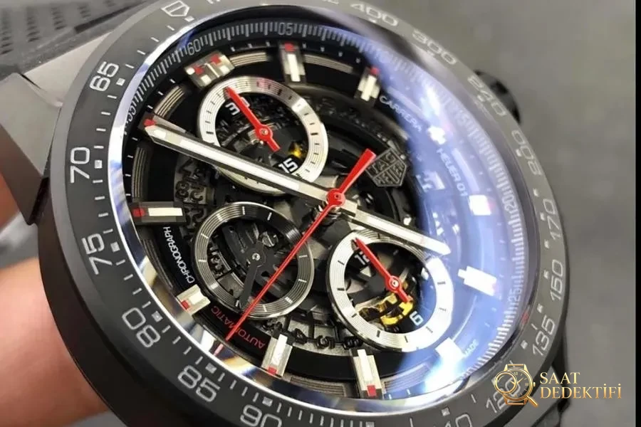XF Factory TAG Heuer Carrera Serisi Red Knight Kol Saati İncelemesi - Kadran Detayı ve Bezel İşçiliği