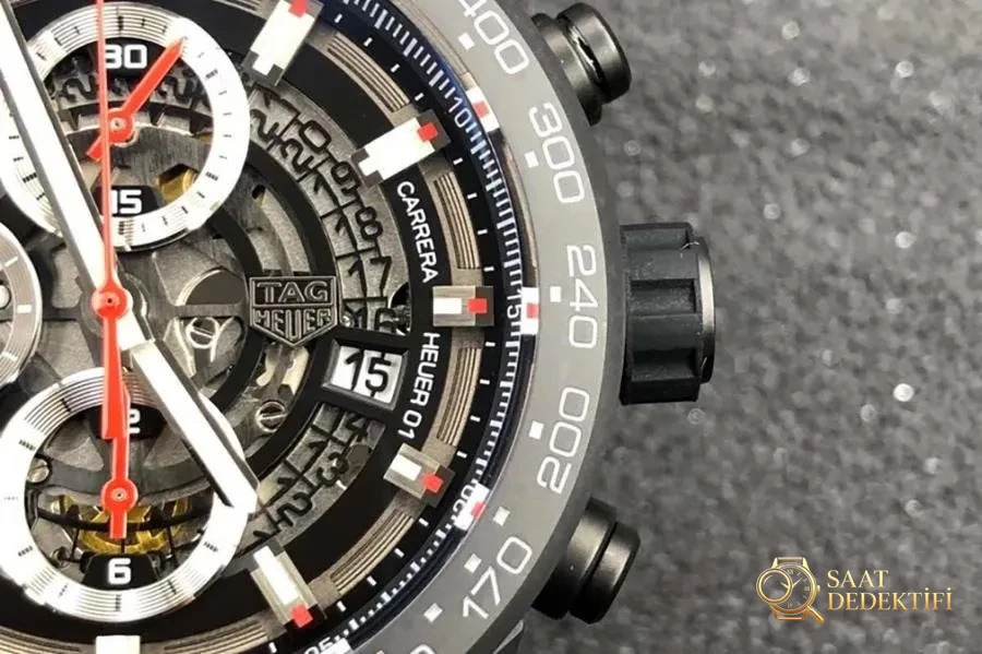 XF Factory TAG Heuer Carrera Serisi Red Knight Kol Saati İncelemesi - Kasa Profili ve Kurma Kolu İncelemesi