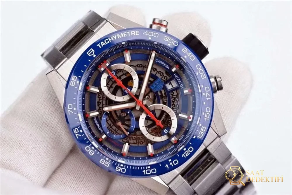 XF Factory TAG Heuer Carrera serisi - Yeni mavi kadranlı saat işçilik incelemesi - Kadran Detayı ve Bezel İşçiliği
