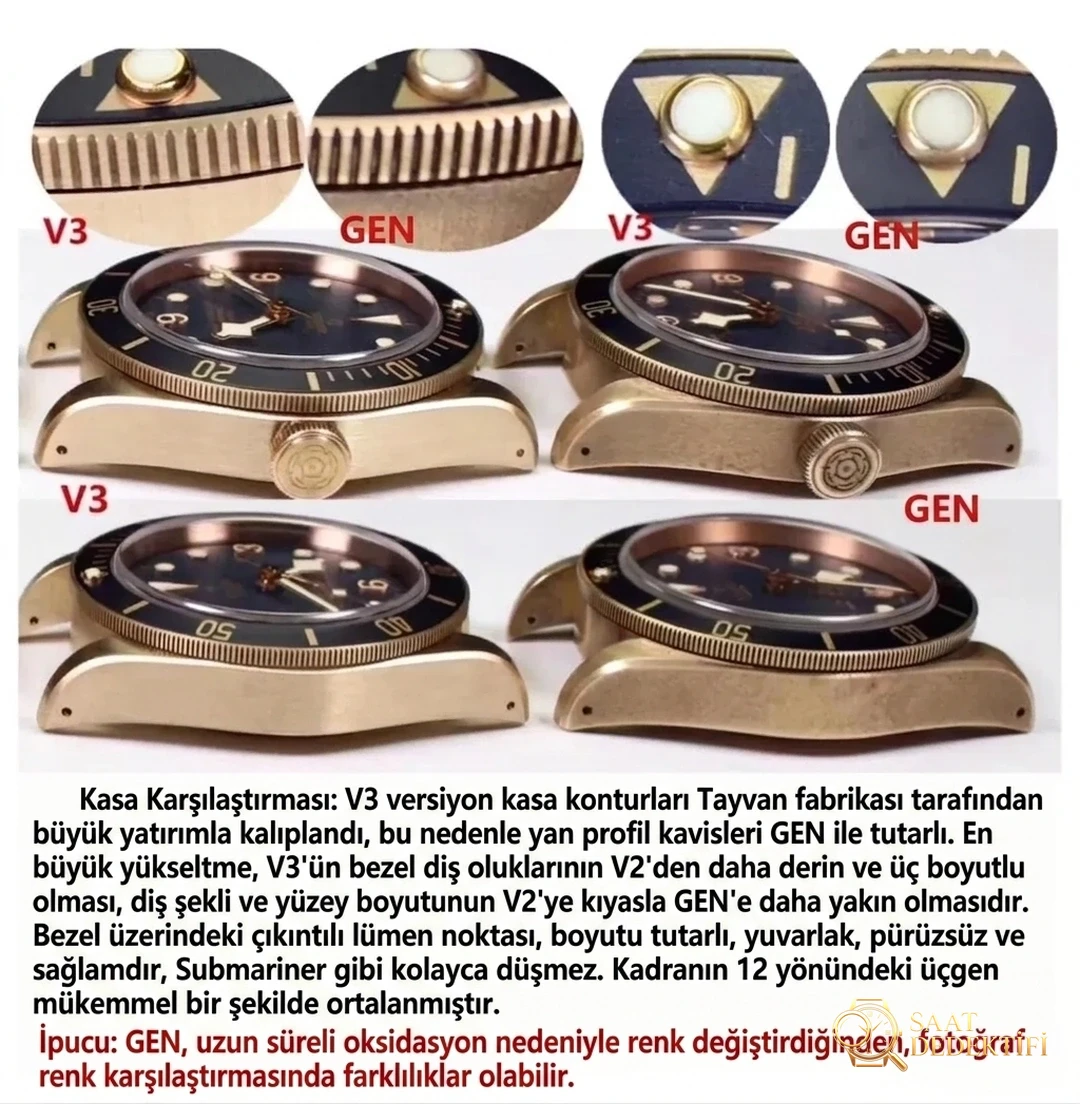 XF Factory Tudor Black Bay Bucherer Mavi Bronz fiyatı? Gerçek-replika karşılaştırması ve orijinal incelemesi ekli - Kadran Detayı ve Bezel İşçiliği