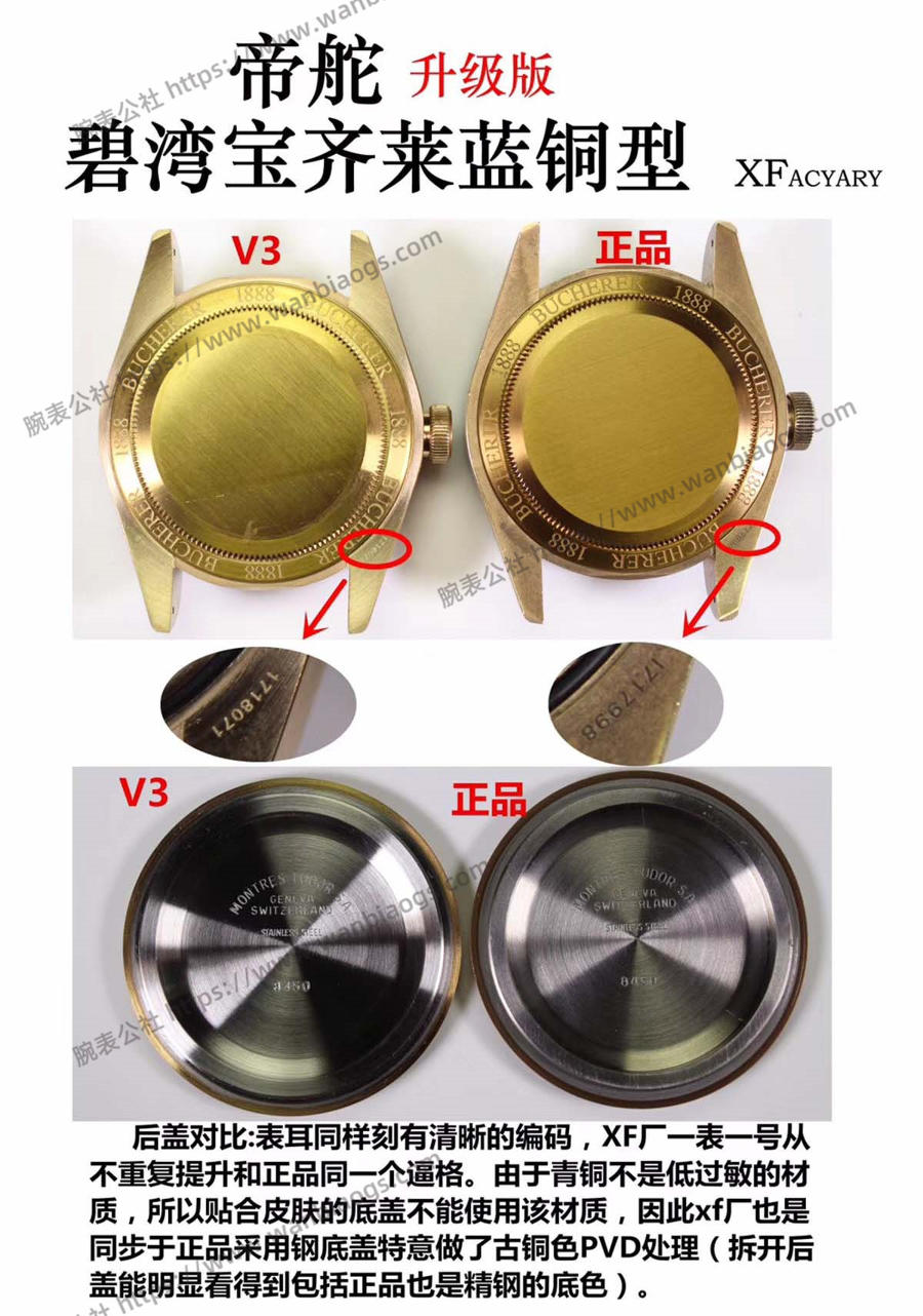 XF Factory Tudor Heritage serisi Mavi Bronz V3 versiyonu saatin orijinalle karşılaştırmalı incelemesi — 9. fotoğraf