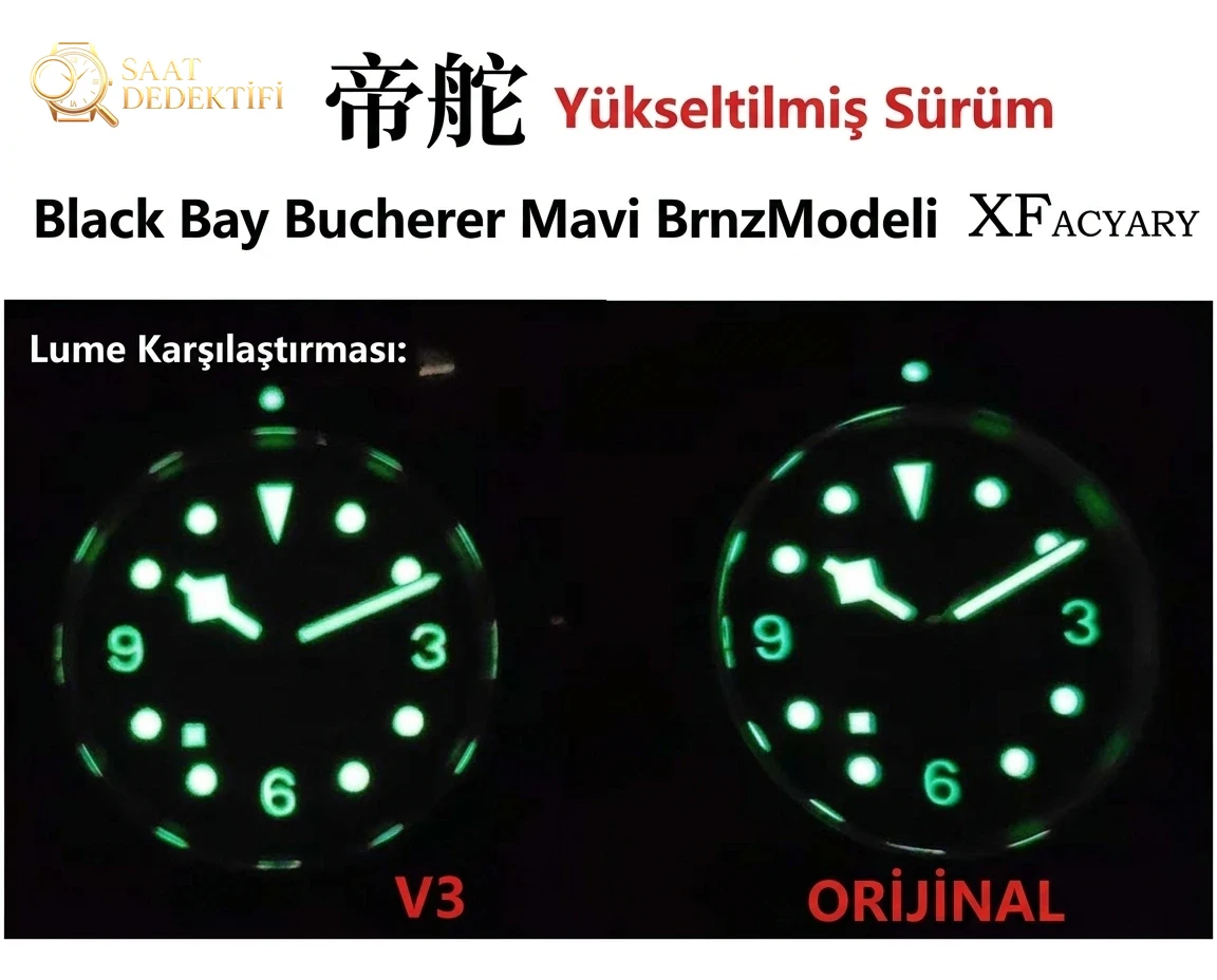 XF Factory Tudor Heritage serisi Mavi Bronz V3 versiyonu saatin orijinalle karşılaştırmalı incelemesi - Yan Profil ve Kordon Bağlantısı