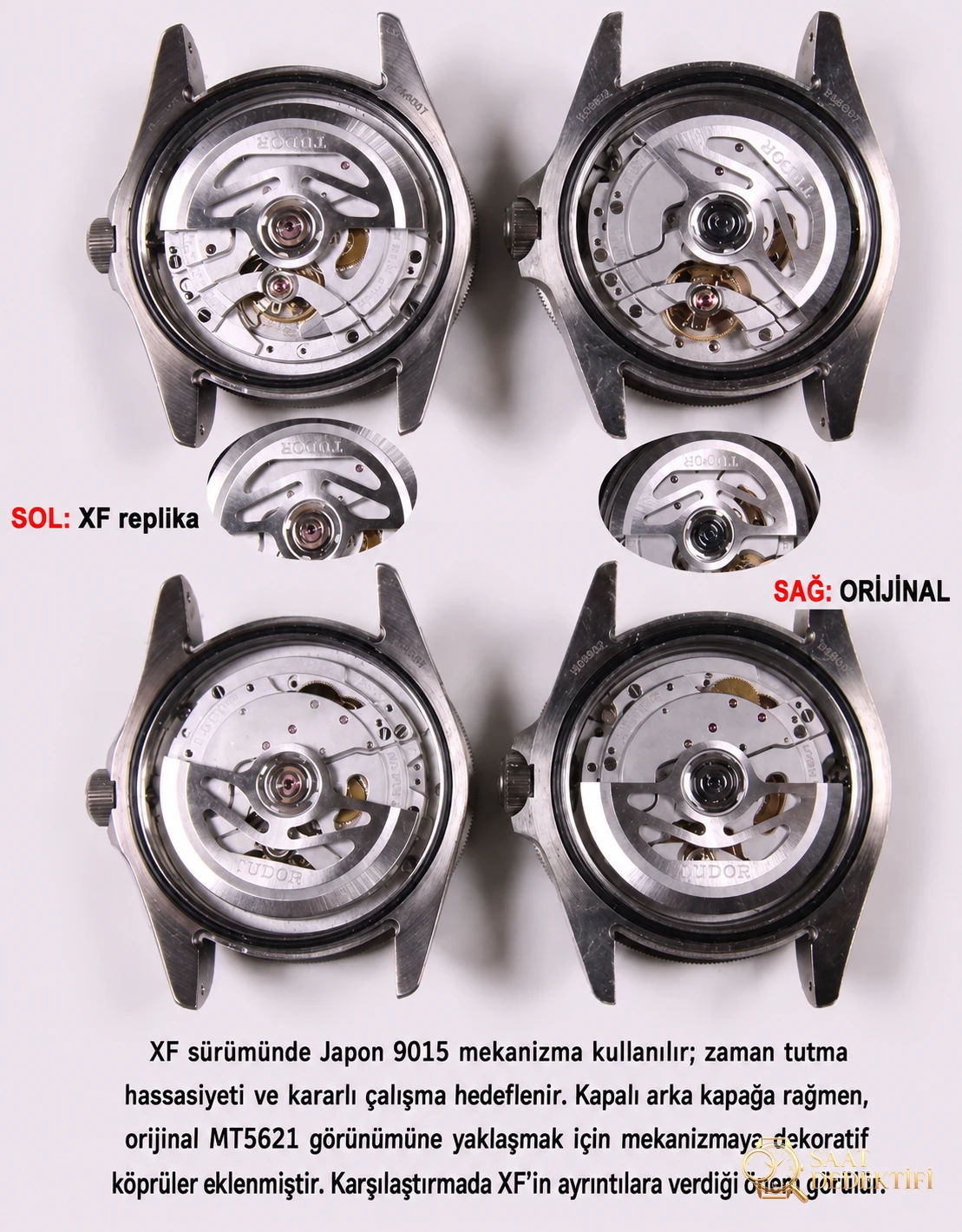 XF Factory Tudor Mavi Savaş Baltası Orijinal Karşılaştırmalı Görsel İncelemesi - Makro Kadran ve İndeks İşçiliği