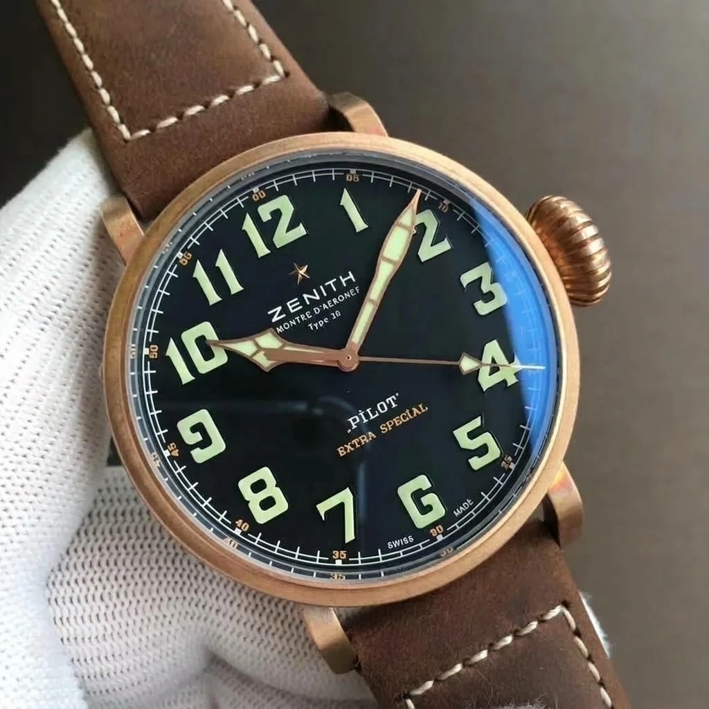 XF Factory Zenith Bronz Pilot Big Flieger V3 Sürümü - Çok Fotoğraflı Detaylı İnceleme - Kadran Detayı ve Bezel İşçiliği