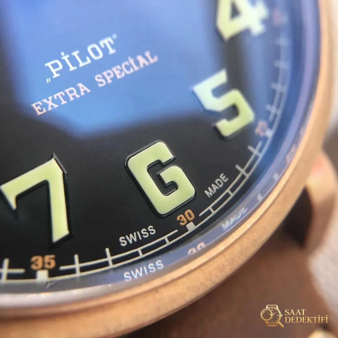 XF Factory Zenith Bronz Pilot Big Flieger V3 Sürümü - Çok Fotoğraflı Detaylı İnceleme - Makro Kadran ve İndeks İşçiliği