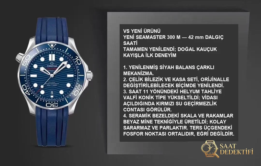Yeni seramik kadranlı VS Factory Omega Seamaster 300M — dalgalı gri kadran, beyaz mine saat işaretli bezel dalış saatinin karşılaştırmalı incelemesi - Kasa Profili ve Kurma Kolu İncelemesi