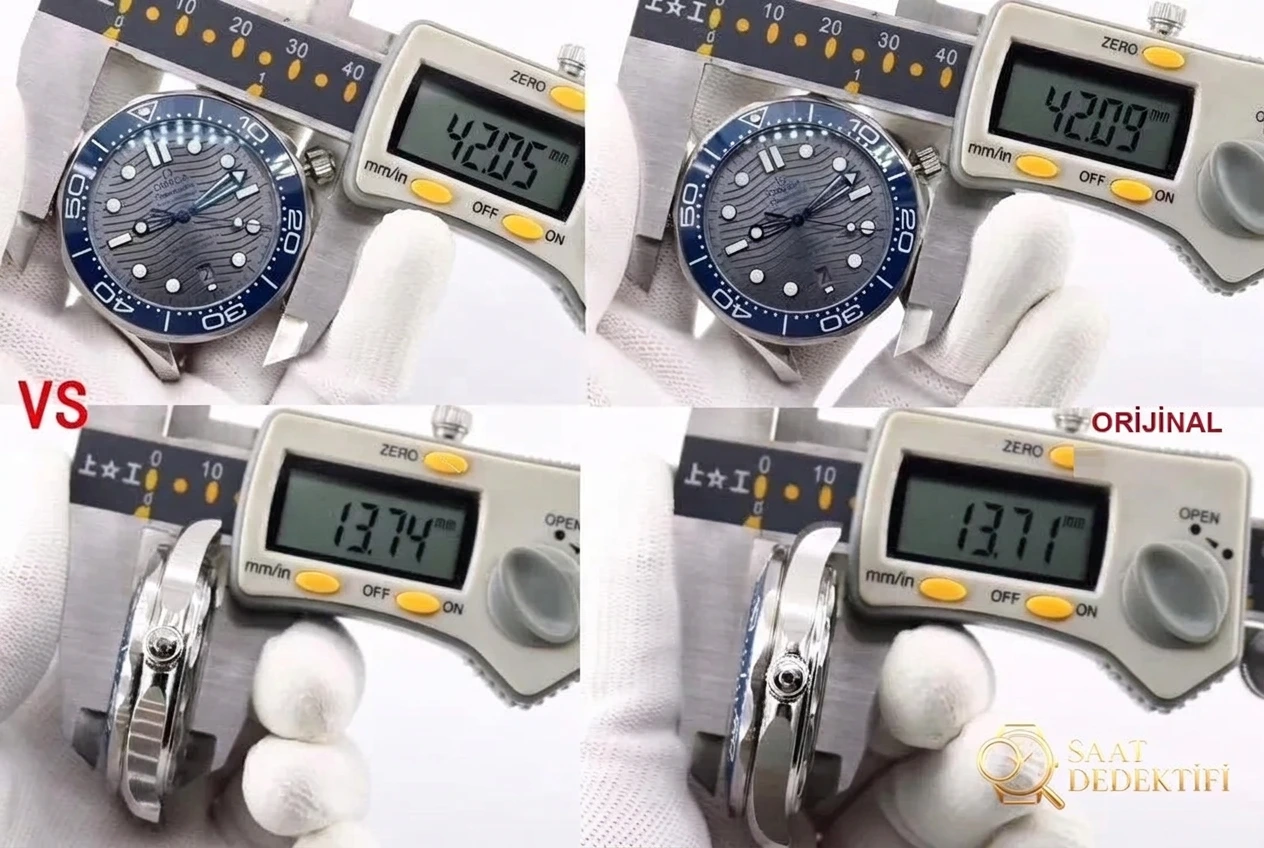 Yeni seramik kadranlı VS Factory Omega Seamaster 300M — dalgalı gri kadran, beyaz mine saat işaretli bezel dalış saatinin karşılaştırmalı incelemesi - Yan Profil ve Kordon Bağlantısı