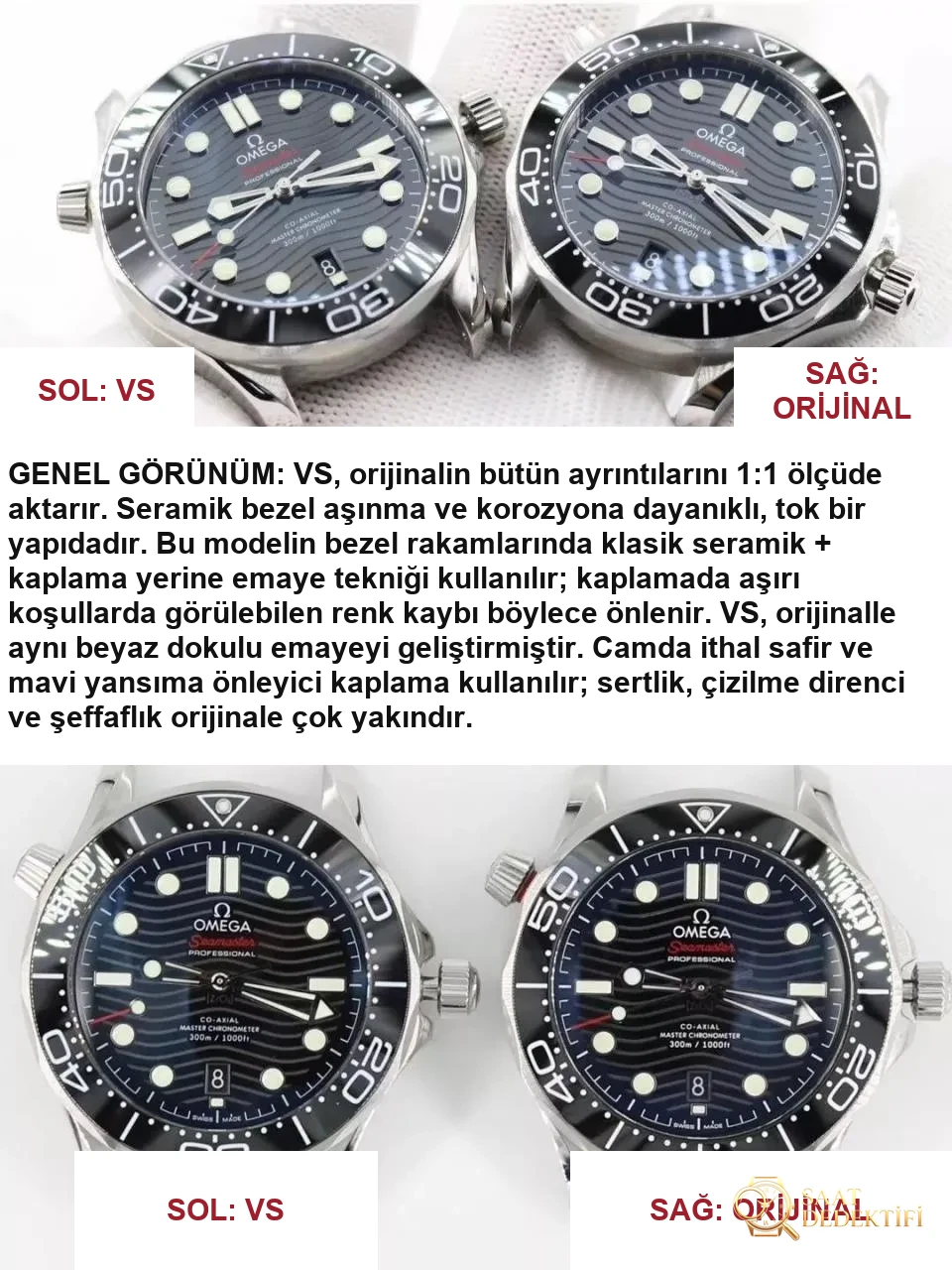 Yeni Siyah Kadranlı VS Factory Omega Seamaster 300M Gerçek-Replika Karşılaştırması ve Orijinal İncelemesi - Arka Kapak ve Mekanizma Detayı