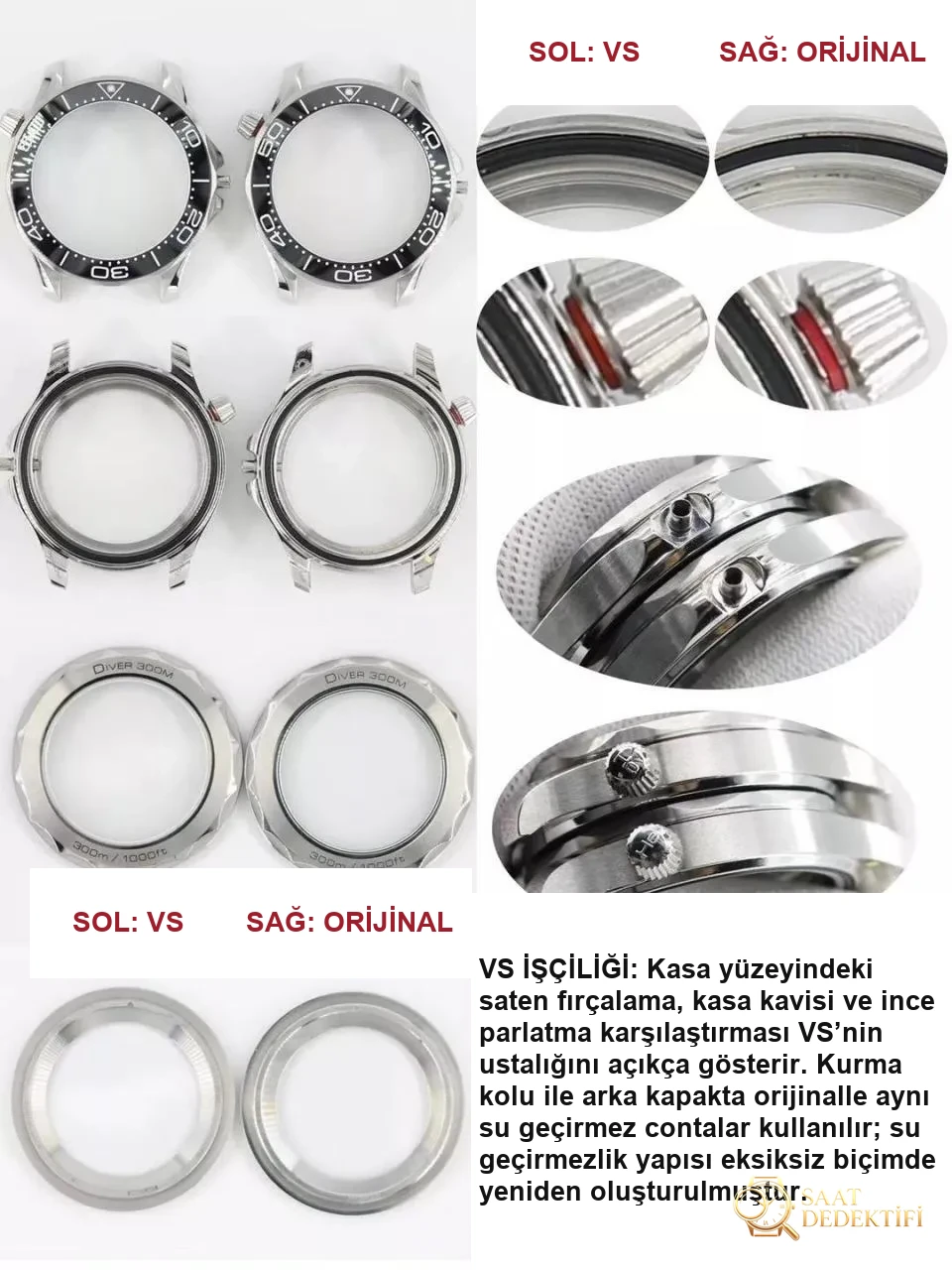 Yeni Siyah Kadranlı VS Factory Omega Seamaster 300M Gerçek-Replika Karşılaştırması ve Orijinal İncelemesi - Klips Kilidi ve Lazer Damgalar