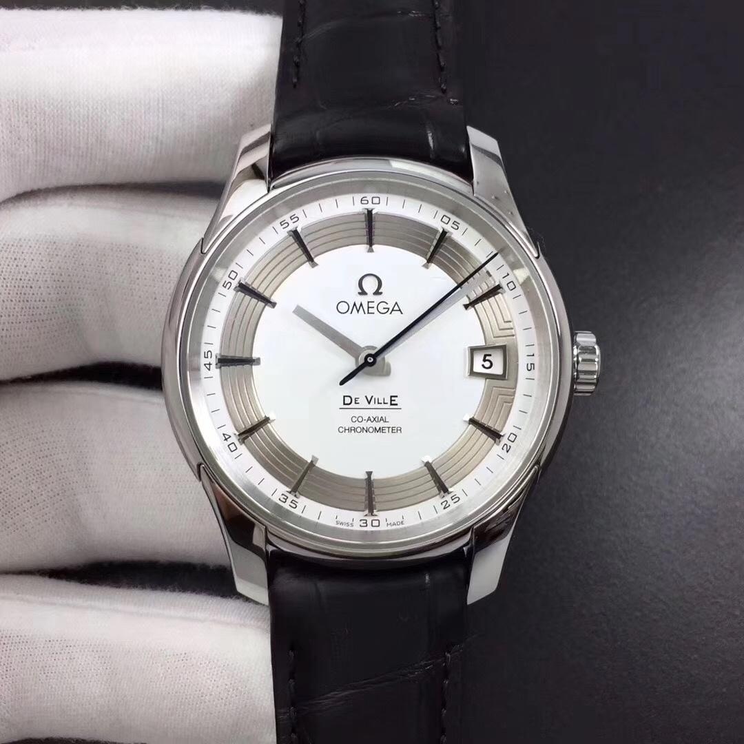 Yeni ürün incelemesi: VS Factory Omega De Ville Parlak Beyaz 8500 mekanizma 41 MM timsah derisi safir cam replika saat — 2. fotoğraf
