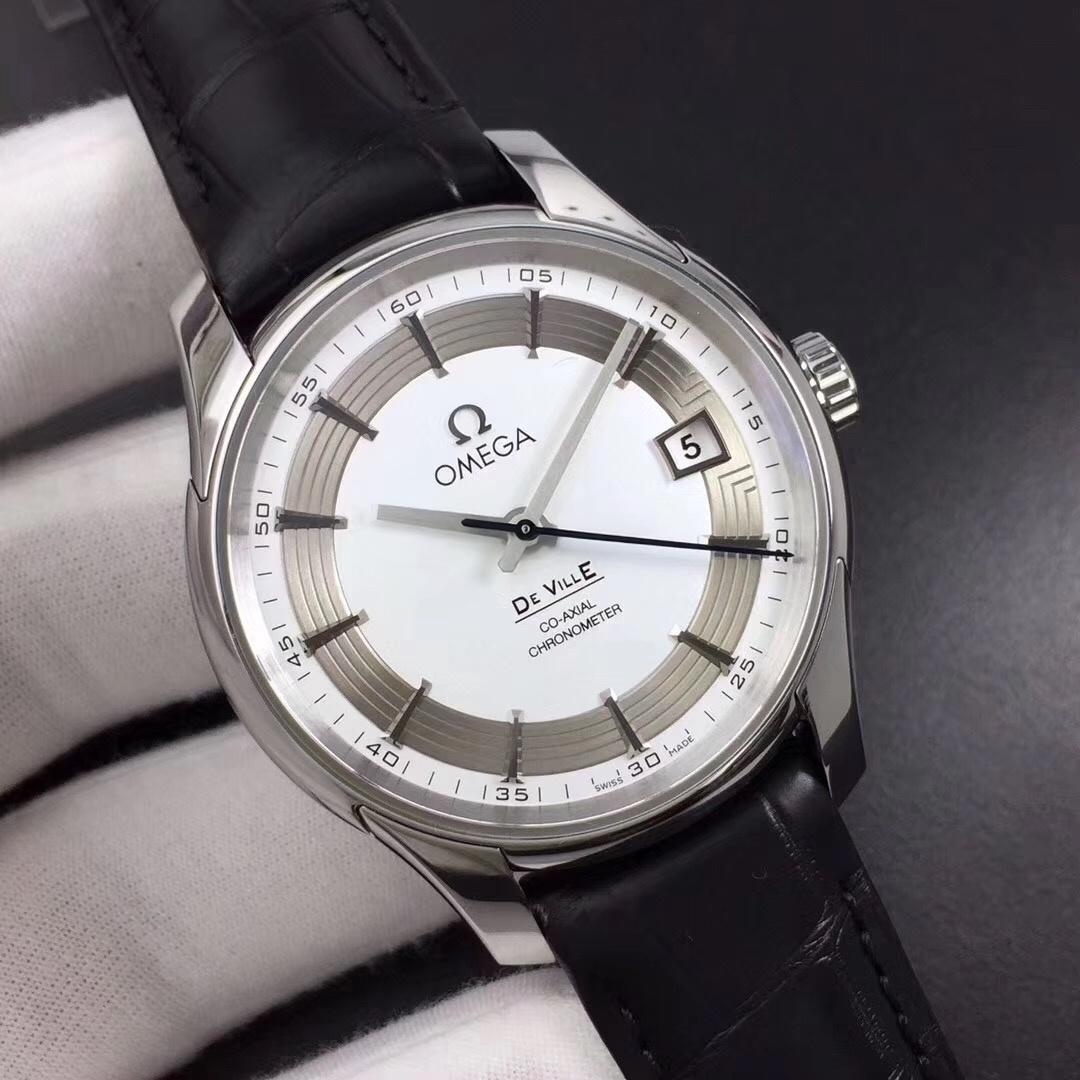 Yeni ürün incelemesi: VS Factory Omega De Ville Parlak Beyaz 8500 mekanizma 41 MM timsah derisi safir cam replika saat — 3. fotoğraf