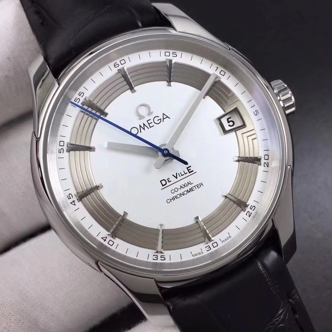 Yeni ürün incelemesi: VS Factory Omega De Ville Parlak Beyaz 8500 mekanizma 41 MM timsah derisi safir cam replika saat — 5. fotoğraf