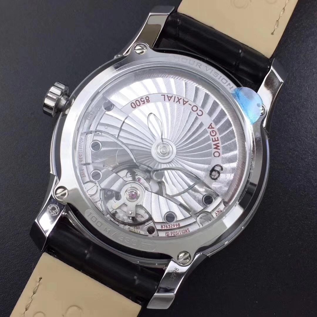 Yeni ürün incelemesi: VS Factory Omega De Ville Parlak Beyaz 8500 mekanizma 41 MM timsah derisi safir cam replika saat — 8. fotoğraf