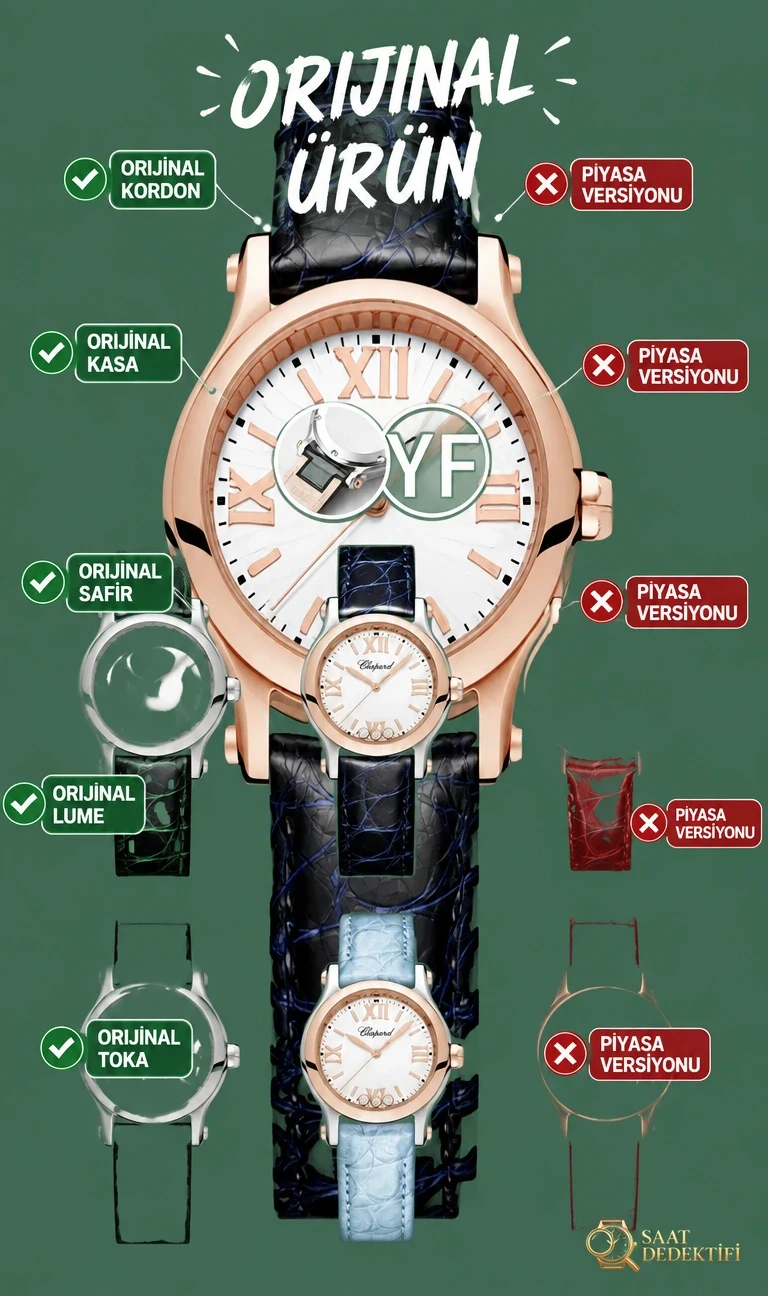 YF Factory Chopard Happy Diamonds S Mekanizma ve Kalibre Analizi - ön görünüm