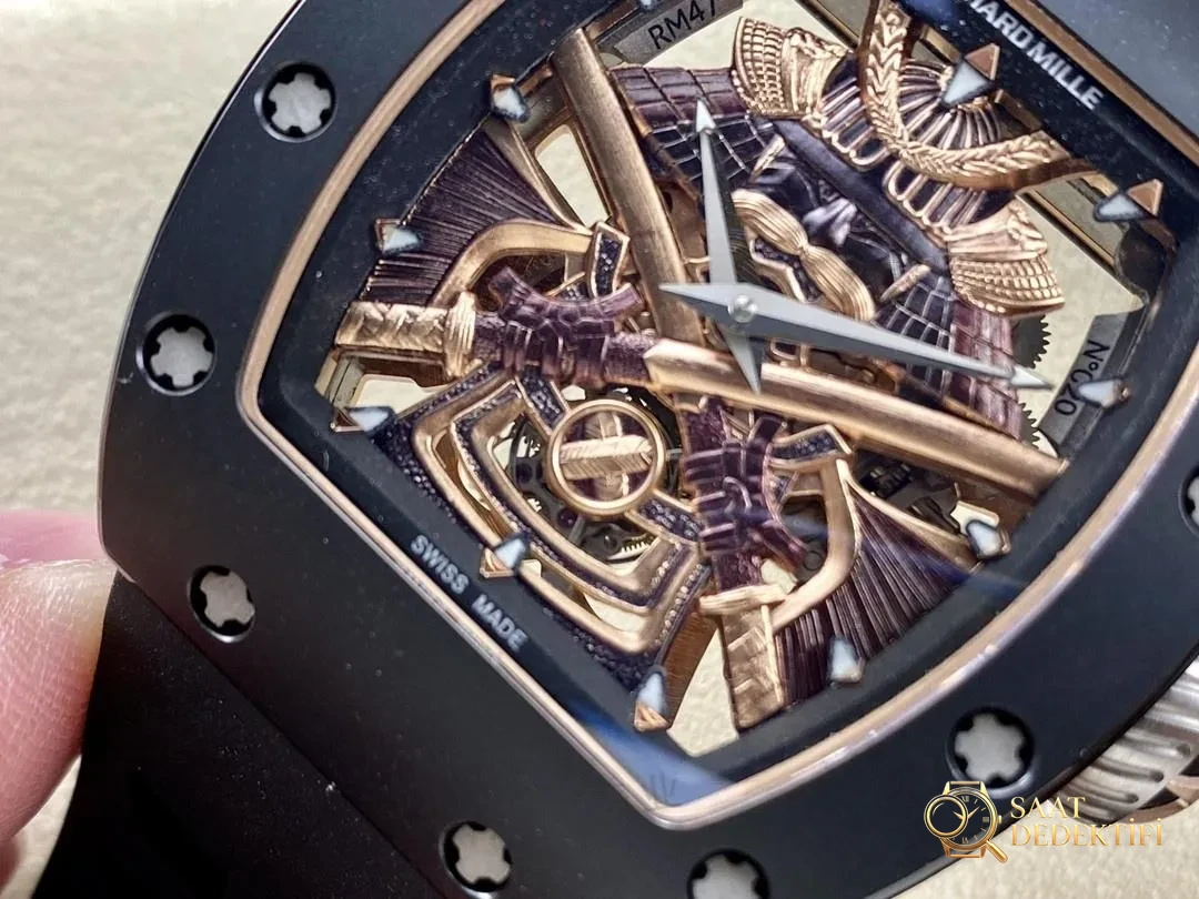 YS Factory Richard Mille RM47 Gerçek Tourbillon Siyah Seramik Kol Saati İncelemesi - Kasa Profili ve Kurma Kolu İncelemesi