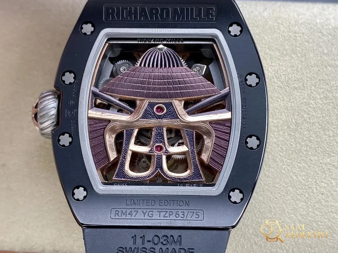 YS Factory Richard Mille RM47 Gerçek Tourbillon Siyah Seramik Kol Saati İncelemesi - Klips Kilidi ve Lazer Damgalar