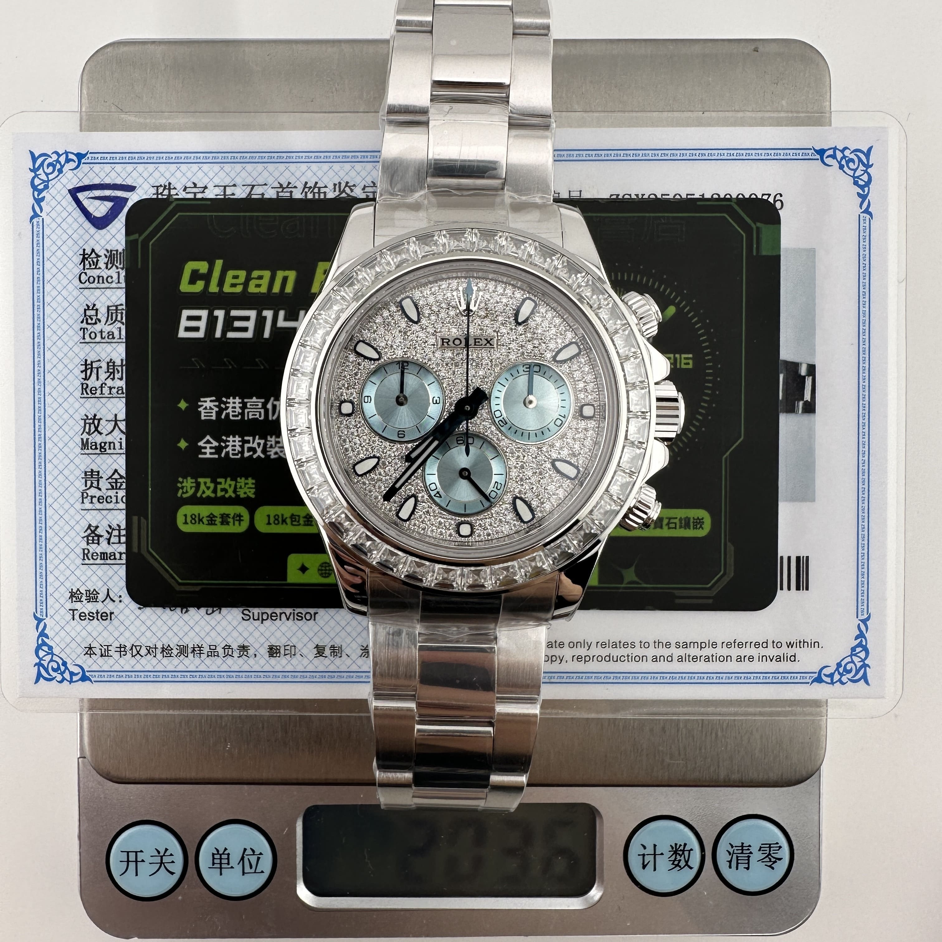 Yüksek Kalite Özel Sipariş Replika Daytona 116576TBR Yıldız Kadranlı Platin Buz Mavisi, Tam Ağırlık 203 Gram — 3. fotoğraf