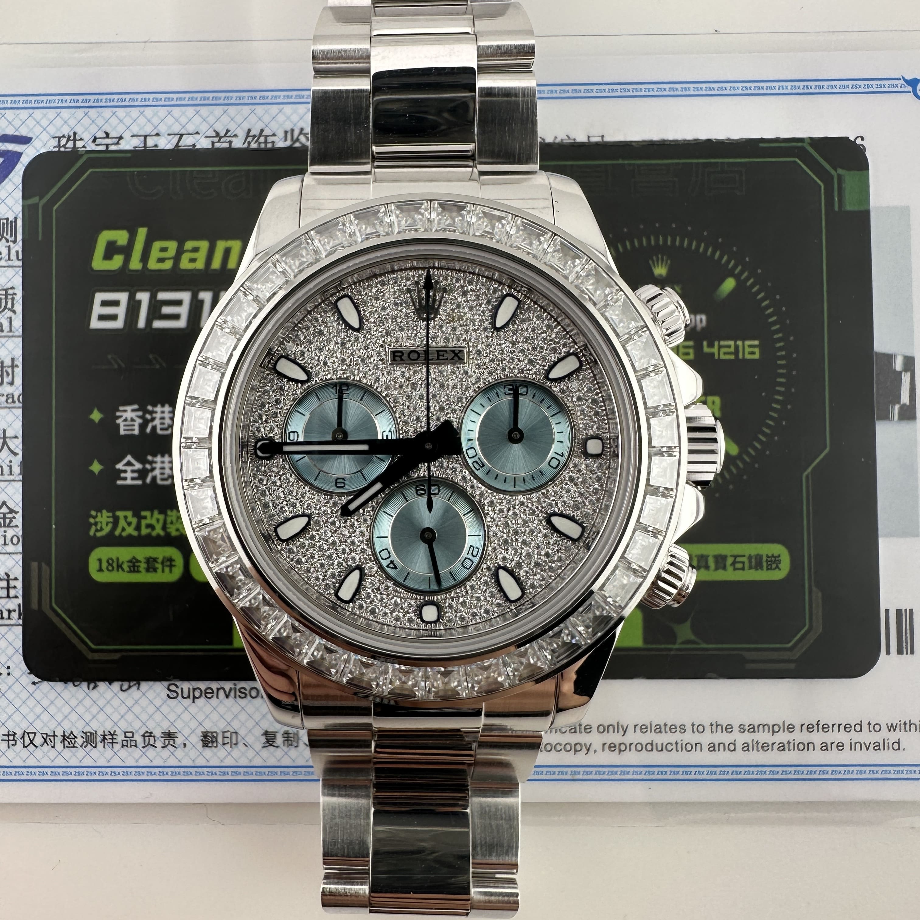 Yüksek Kalite Özel Sipariş Replika Daytona 116576TBR Yıldız Kadranlı Platin Buz Mavisi, Tam Ağırlık 203 Gram — 4. fotoğraf