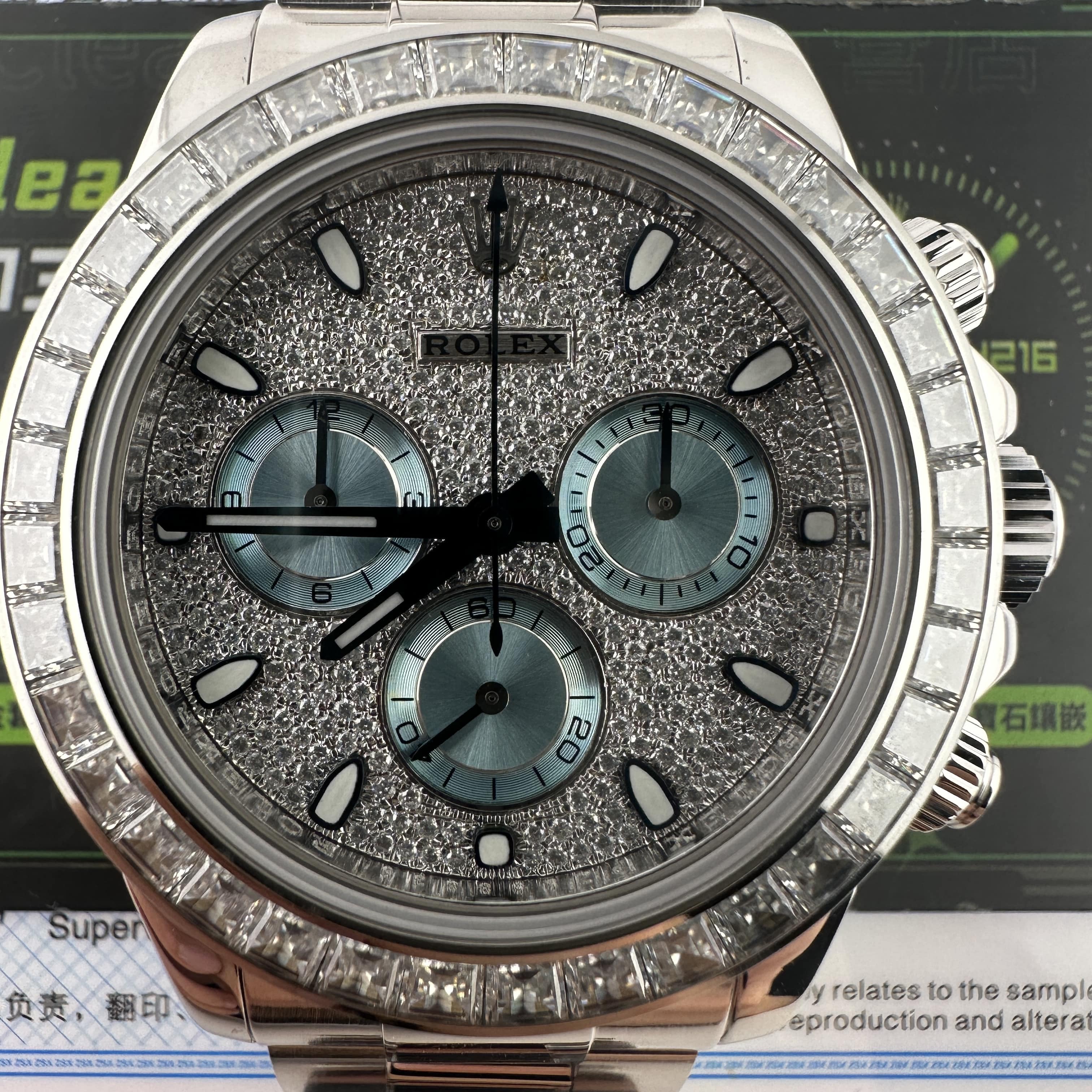 Yüksek Kalite Özel Sipariş Replika Daytona 116576TBR Yıldız Kadranlı Platin Buz Mavisi, Tam Ağırlık 203 Gram — 5. fotoğraf