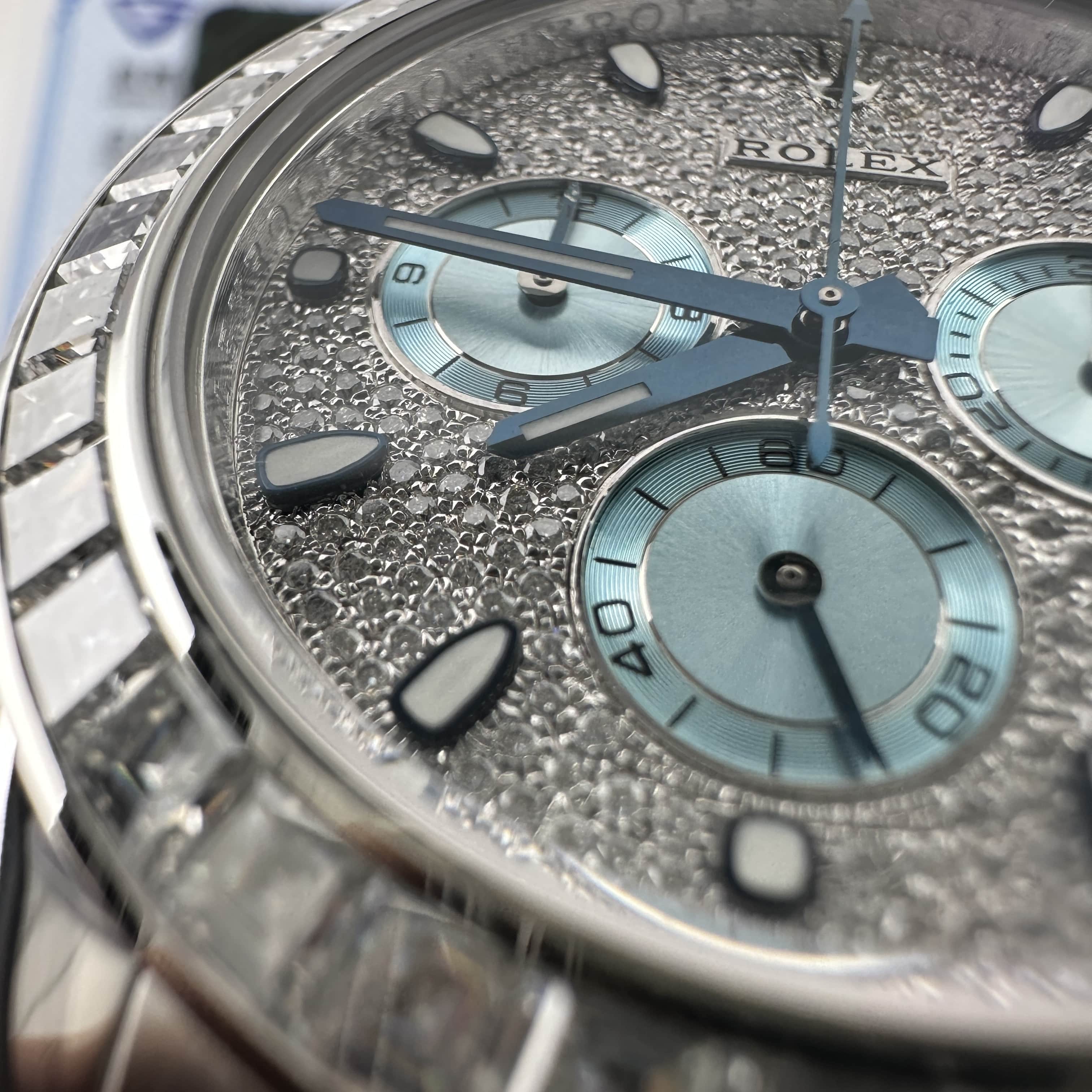 Yüksek Kalite Özel Sipariş Replika Daytona 116576TBR Yıldız Kadranlı Platin Buz Mavisi, Tam Ağırlık 203 Gram — 6. fotoğraf