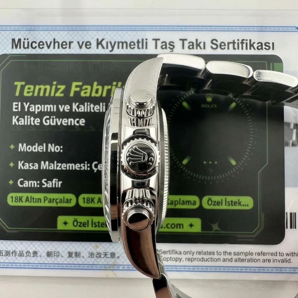 Yüksek Kalite Özel Sipariş Replika Daytona 116576TBR Yıldız Kadranlı Platin Buz Mavisi, Tam Ağırlık 203 Gram - Fosfor ve Super-LumiNova Gece Görünümü