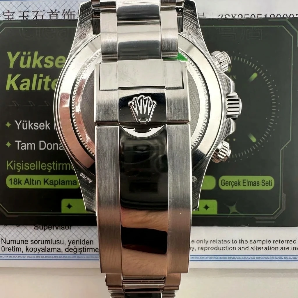 Yüksek Kalite Özel Sipariş Replika Daytona 116576TBR Yıldız Kadranlı Platin Buz Mavisi, Tam Ağırlık 203 Gram - Yan Profil ve Kordon Bağlantısı