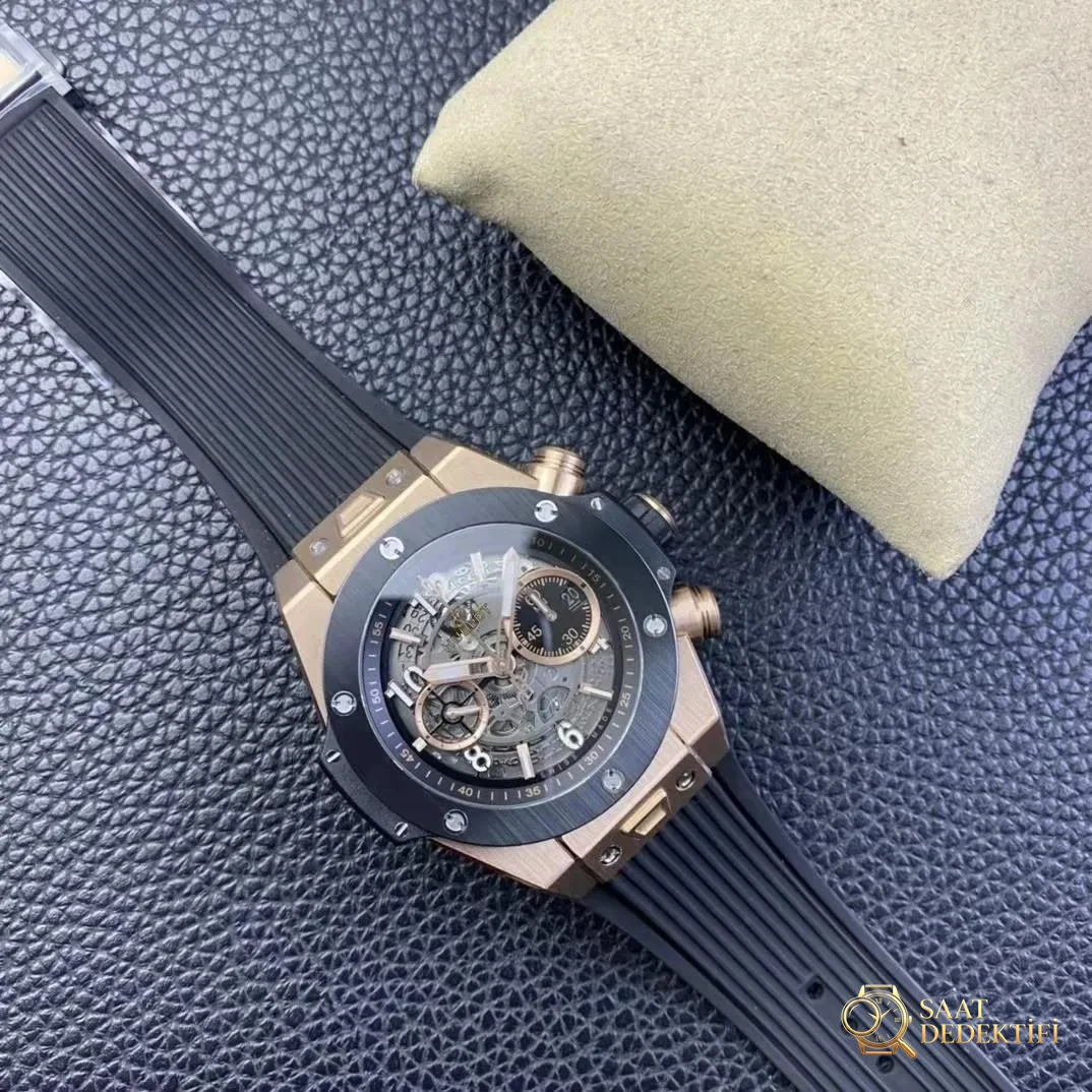 Replika Hublot Unice Siyah Seramik Bezel