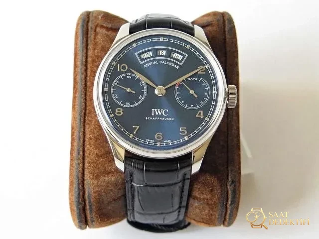 Replika IWC Portuguese Yıllık Takvim Mavi Kadran
