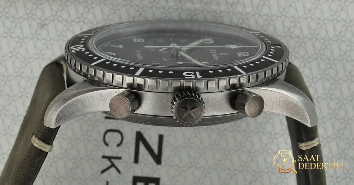 Zenith Pilot Cronometro Tipo CP 2 Flyback İtme Butonları ve Kurma Kolu