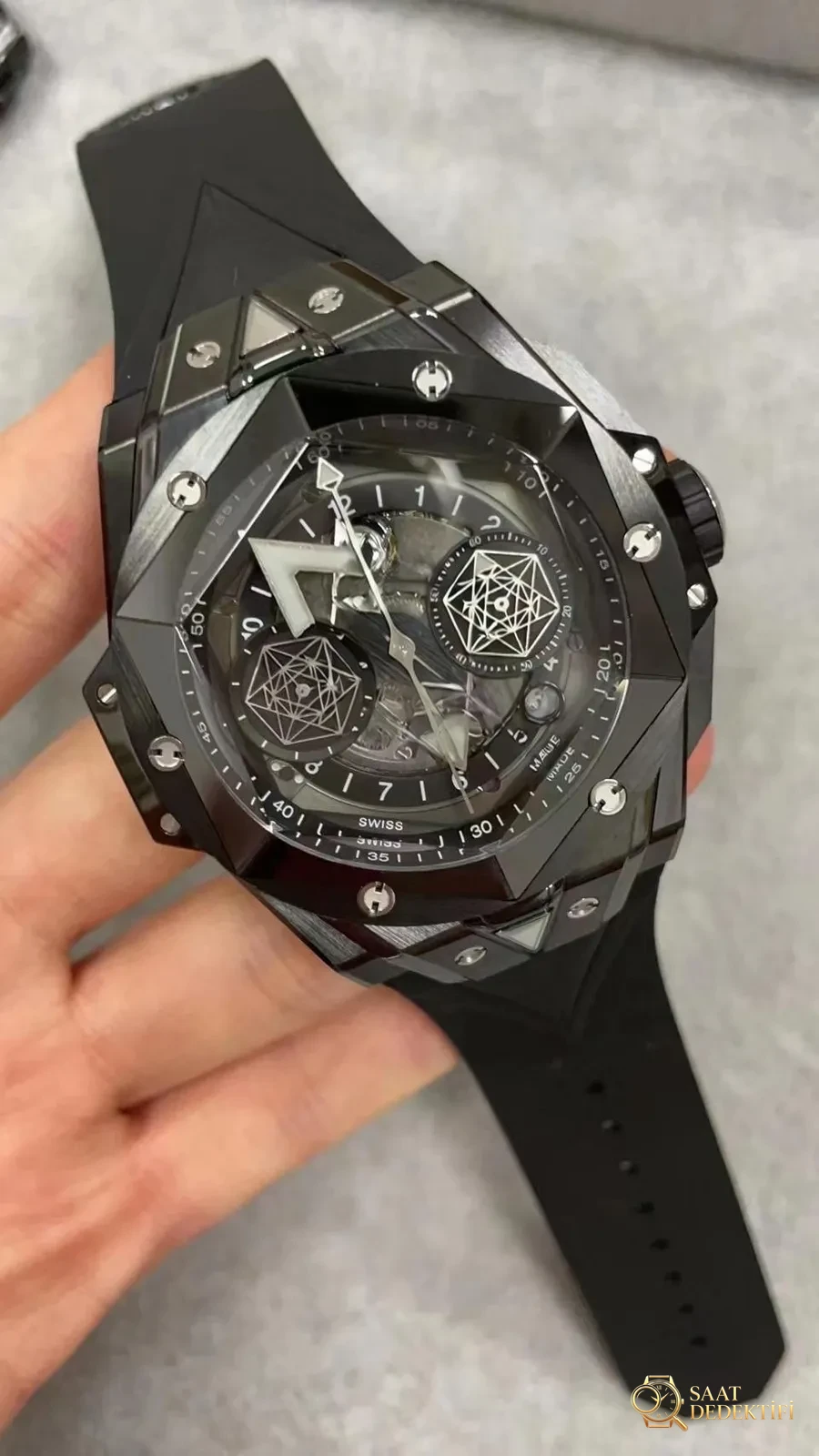 Replika Hublot Sang Bleu Siyah Seramik