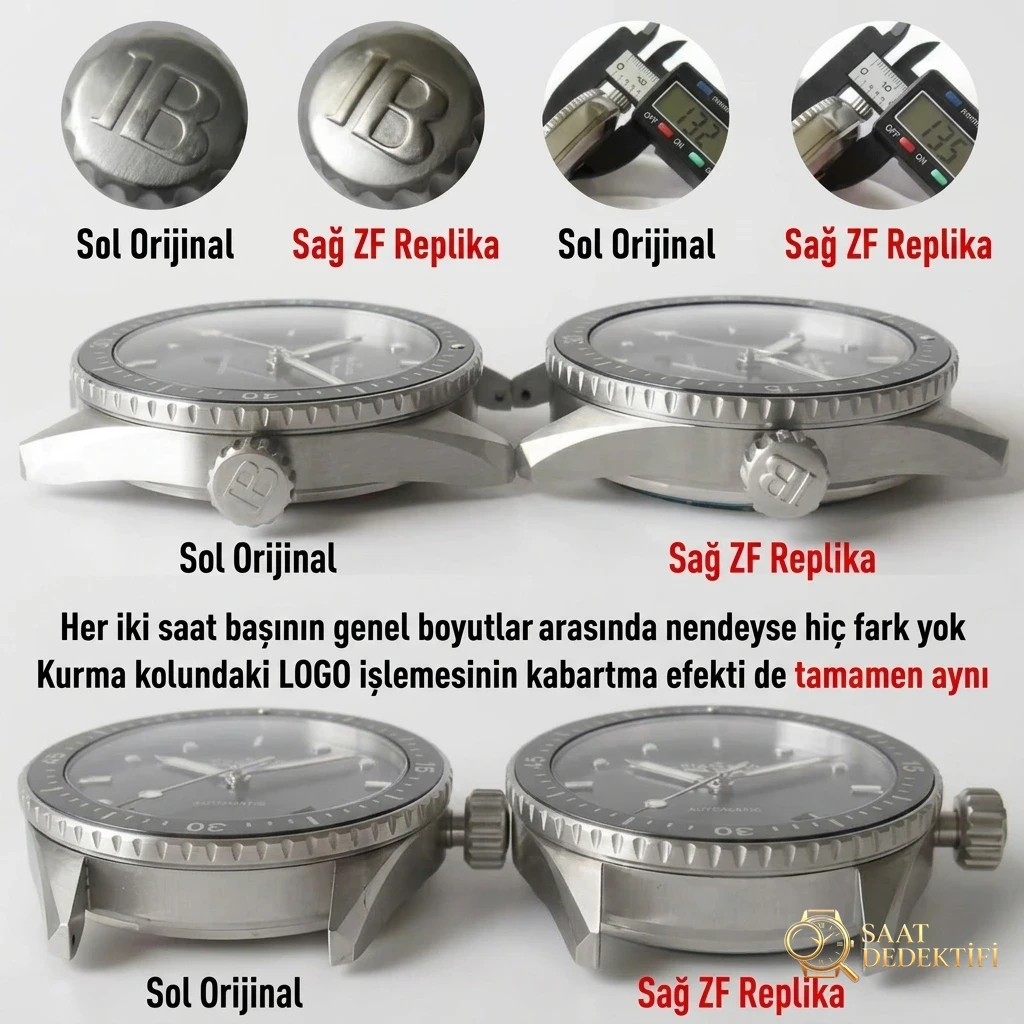 ZF Blancpain Fifty Fathoms karşılaştırması - Kadran Detayı ve Bezel İşçiliği