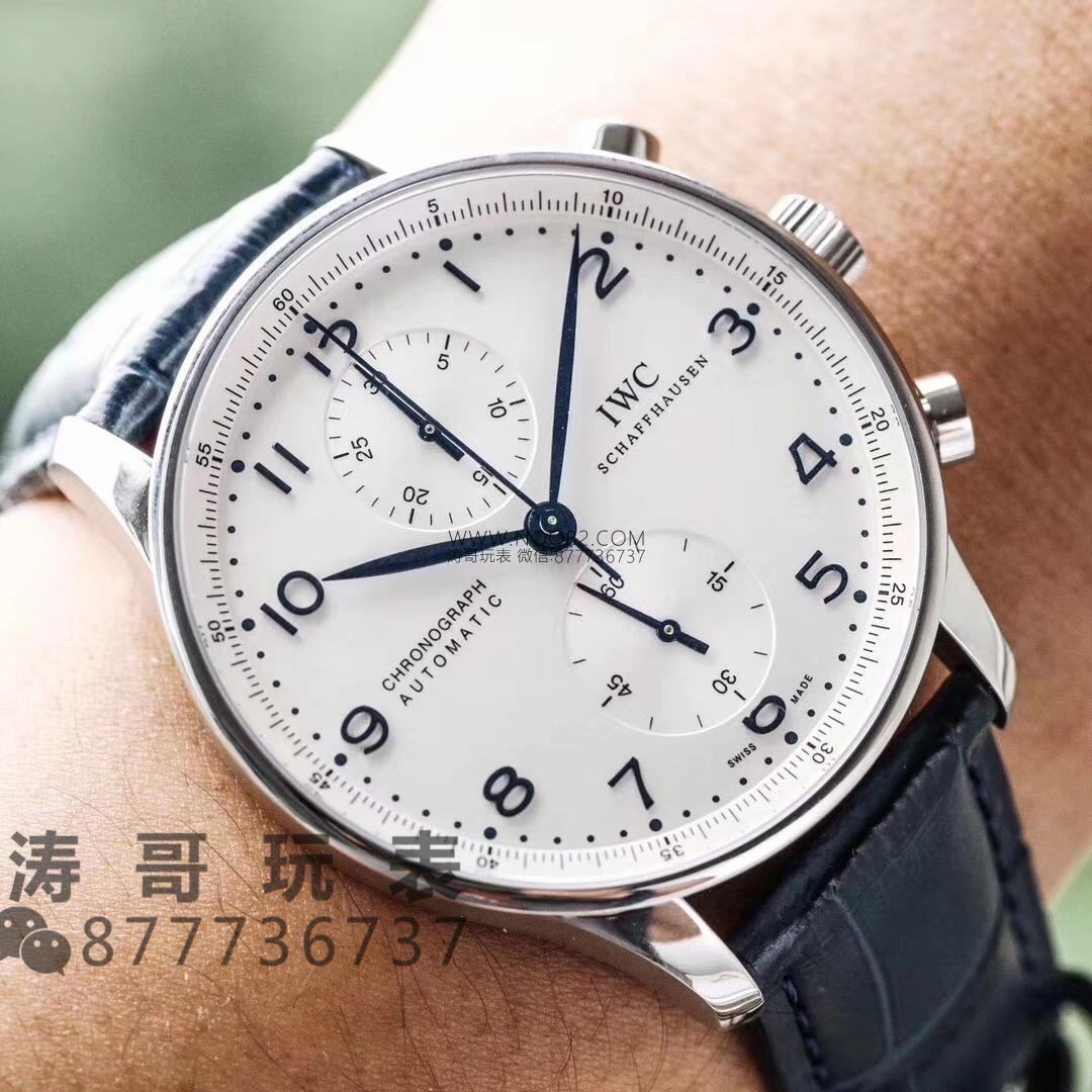 ZF fabrikası IWC Portugieser Chronograph V2 IW371446 mavi akrep ve yelkovan: işçilik gerçekten nasıl? — 1. fotoğraf