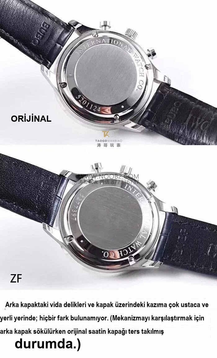 ZF fabrikası IWC Portugieser Chronograph V2 IW371446 mavi akrep ve yelkovan: işçilik gerçekten nasıl? — 14. fotoğraf