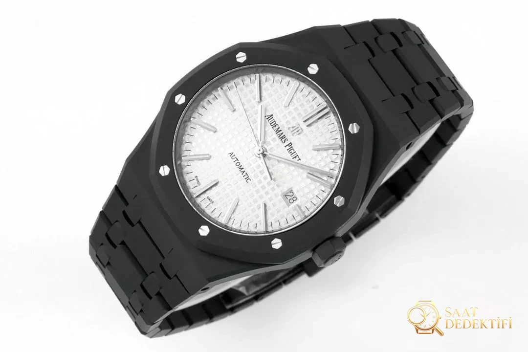 ZF Factory Audemars Piguet 15400 Royal Oak DLC Altın-Çelik Karbon Siyahı Kaplama Saat - Makro Kadran ve İndeks İşçiliği